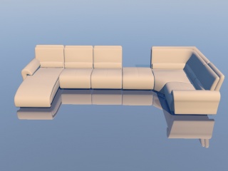 客厅真皮沙发C4D模型