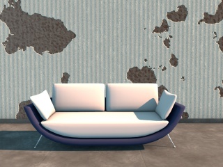 现代紫色弧形沙发C4D模型