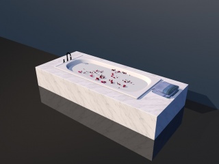 长形裙边浴缸C4D模型