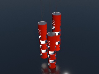 红色餐厅水晶吊灯C4D模型