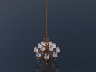 酒店铁艺水晶吊灯C4D模型