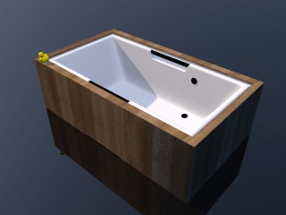 中式镶嵌木质浴缸C4D模型