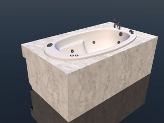 大理石方形浴缸C4D模型