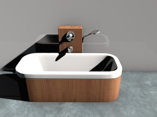 木质包围浴缸C4D模型