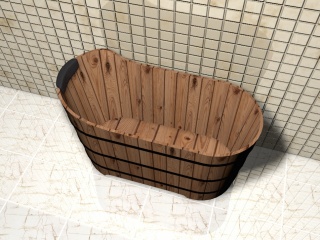 古式木桶浴桶C4D模型