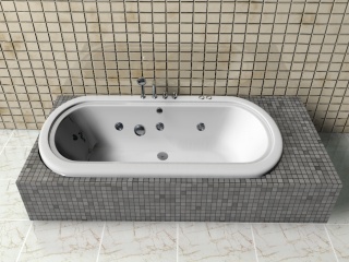 小瓷砖装饰浴缸C4D模型