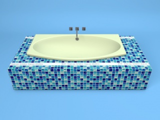 小瓷砖装饰浴缸C4D模型