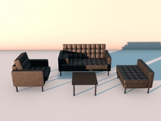 客厅沙发茶几C4D模型