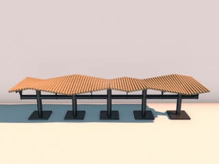 室外长凳C4D模型