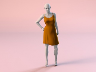 连衣裙女模特C4D模型