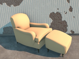现代单人沙发和沙发凳C4D模型