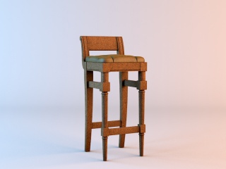 实木吧椅C4D模型