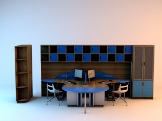 高档办公桌C4D模型