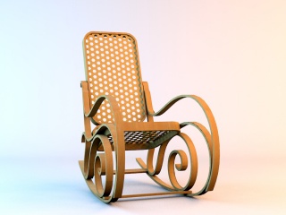 实木摇椅C4D模型