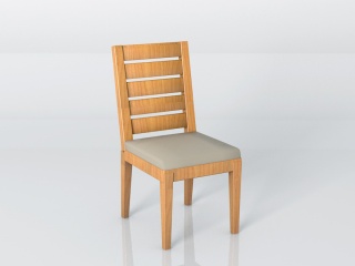浅色木高背椅C4D模型
