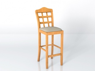 现代实木吧椅C4D模型
