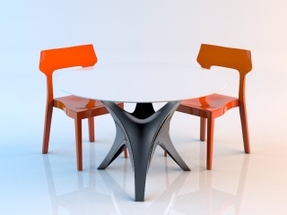 圆形餐桌椅组合C4D模型