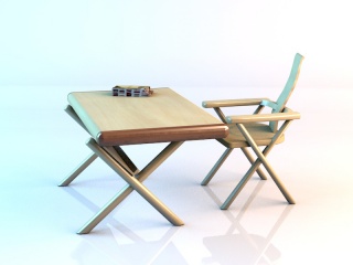 折叠桌椅C4D模型