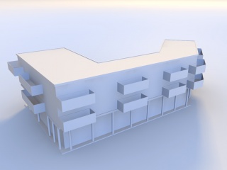 居民楼建筑白模C4D模型