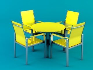 咖啡厅桌椅组合C4D模型