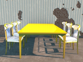 简约桌椅组合C4D模型