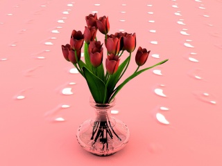 窄口花瓶玫瑰花瓶C4D模型