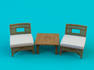 木质桌椅组合C4D模型