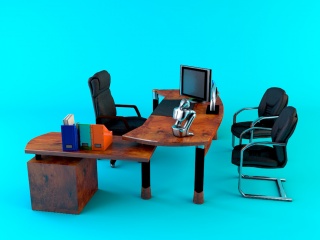 老板桌椅组合C4D模型