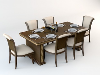 豪华餐桌椅C4D模型