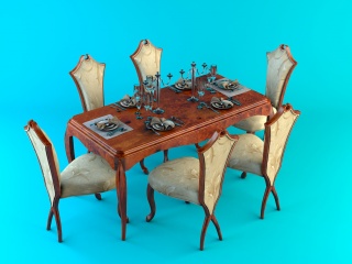 欧式现代桌椅C4D模型