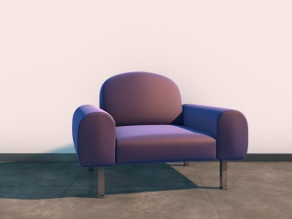 黑皮单人沙发C4D模型