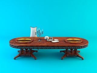 奢华单人餐桌椅C4D模型