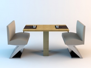 双人桌椅C4D模型