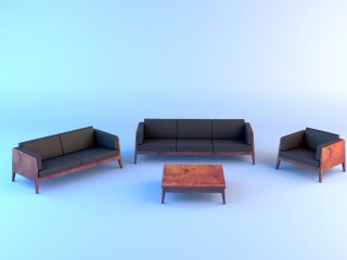 简易沙发茶几组合C4D模型