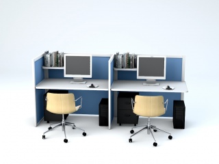 工作桌椅组合C4D模型