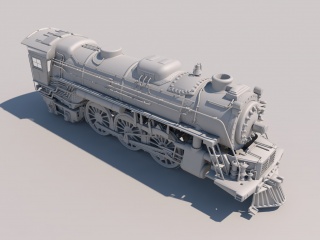 复古火车头C4D模型