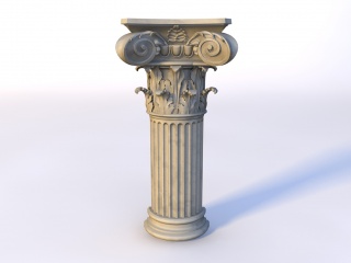 欧式浮雕柱子C4D模型