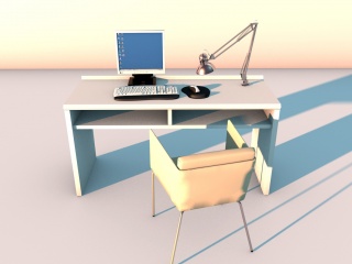 单体电脑桌C4D模型