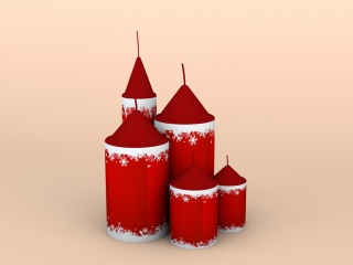 红色圣诞蜡烛C4D模型
