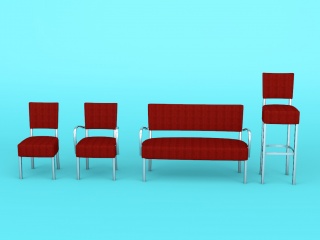 酒红色椅子C4D模型