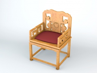 实木太师椅C4D模型