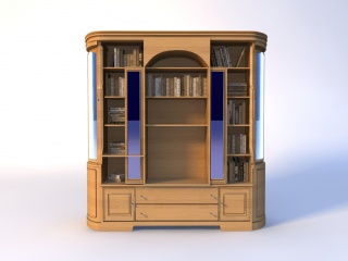 欧式高档书柜C4D模型