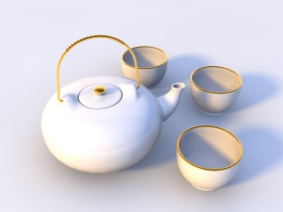简约茶具C4D模型