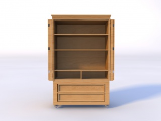 中式实木餐柜C4D模型