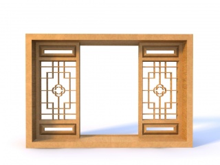 中式窗户C4D模型
