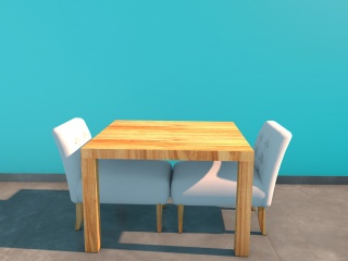 中式双人桌椅C4D模型