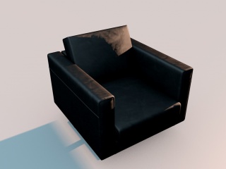 棕色方形单人沙发C4D模型