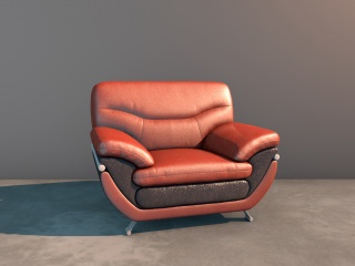 红色单人沙发C4D模型