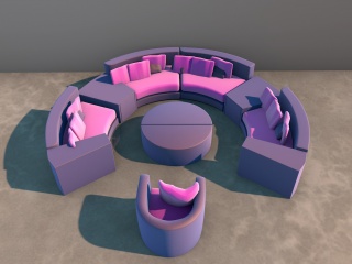 环形沙发C4D模型