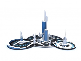 未来科幻城市1C4D模型